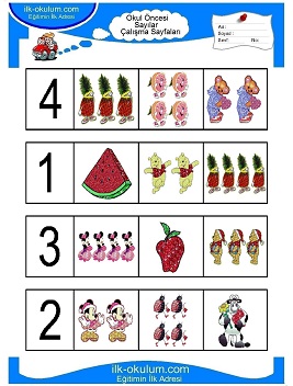 Çocuklar İçin sayı Çalışma Sayfaları 